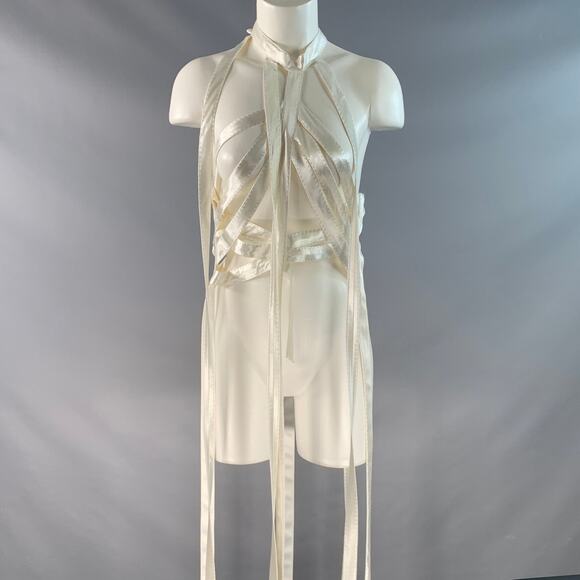 KHAITE Size S Beige Viscose Straps Harness Dress Top - Picture 1 of 7